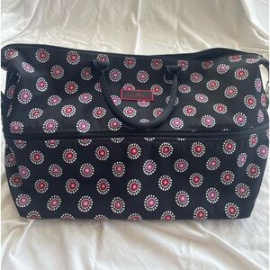 Vera Bradley Lighten Up Expandable Nylon Tote Bag Parisian Pom Pom EUC